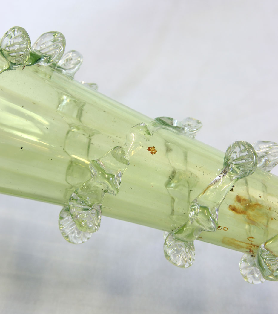11743r14 Antique Victorian Green Vaseline Glass Epergne,