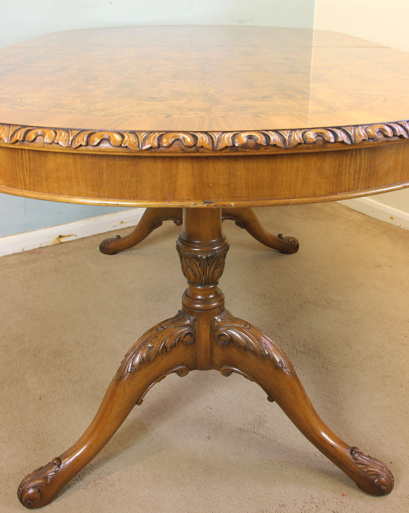 11745r14 Burr Walnut Extending Dining Table,
