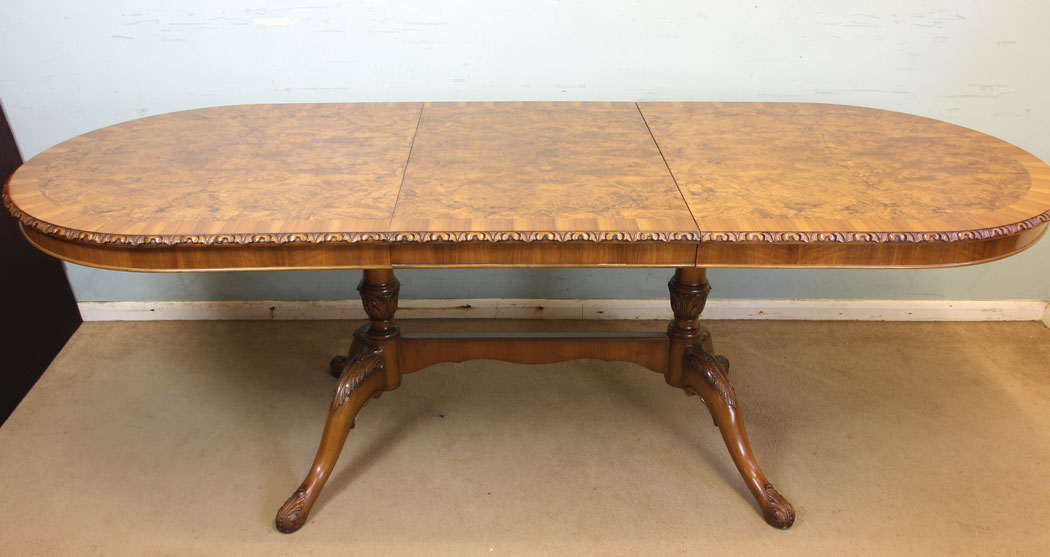 11745r2 Burr Walnut Extending Dining Table,