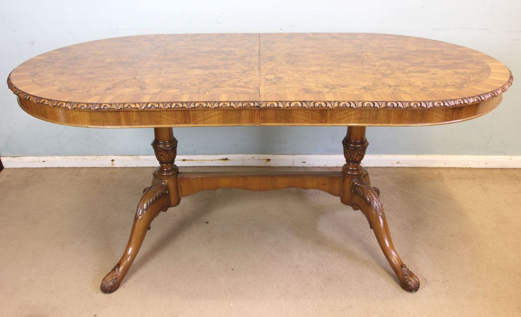 11745r3 Burr Walnut Extending Dining Table,