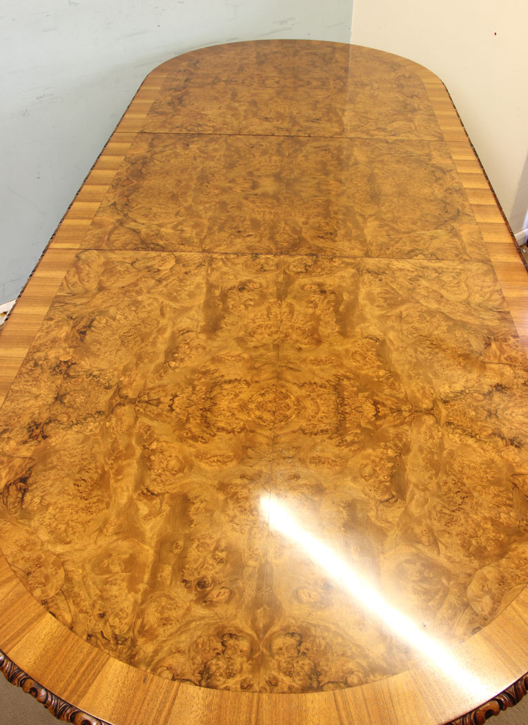 11745r4 Burr Walnut Extending Dining Table,