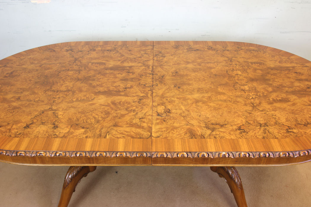 11745r9 Burr Walnut Extending Dining Table,