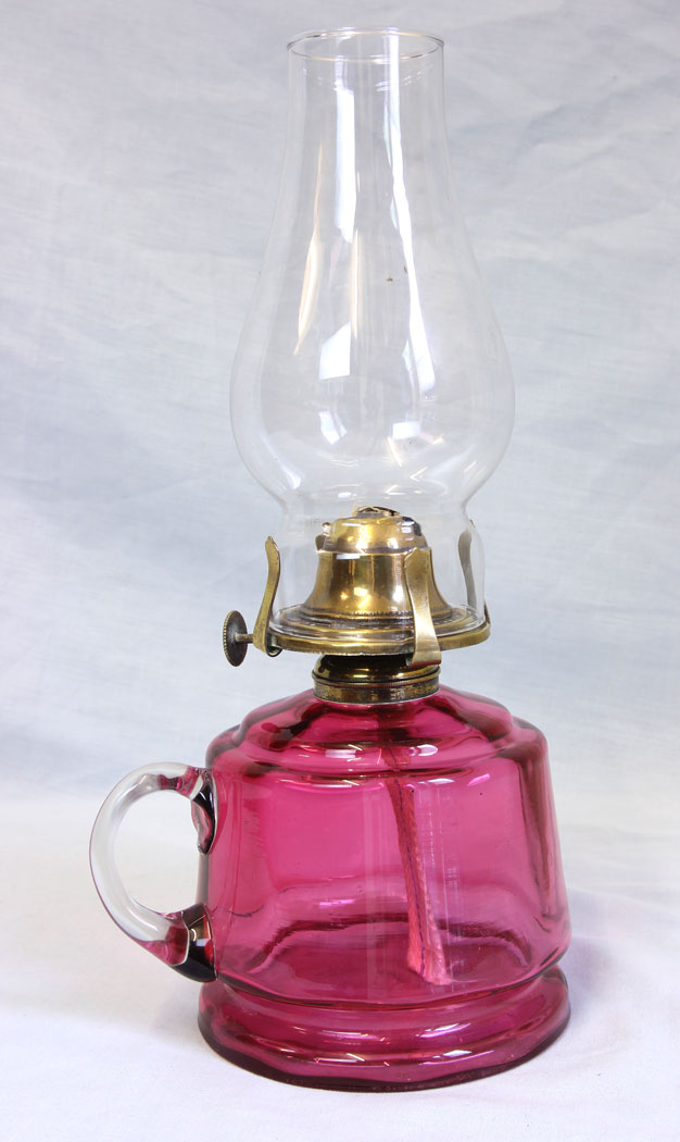 11761r1 Antique Cranberry Glass Bedside Finger Lamp,