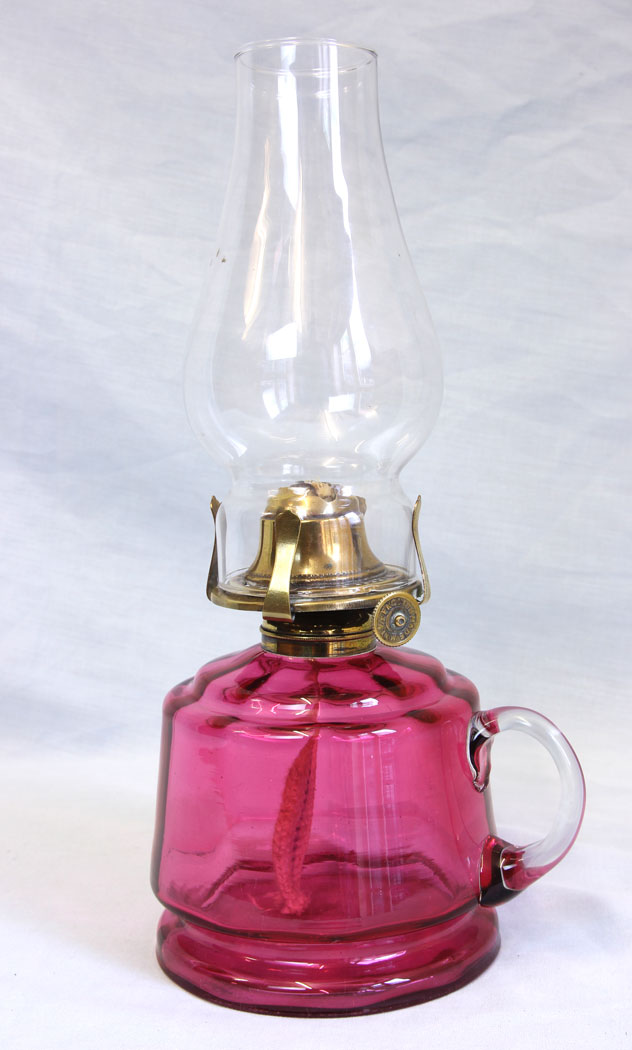 11761r2 Antique Cranberry Glass Bedside Finger Lamp,