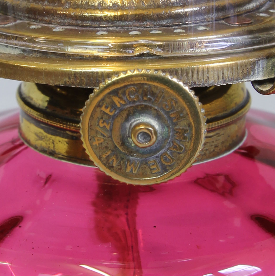 11761r4 Antique Cranberry Glass Bedside Finger Lamp,