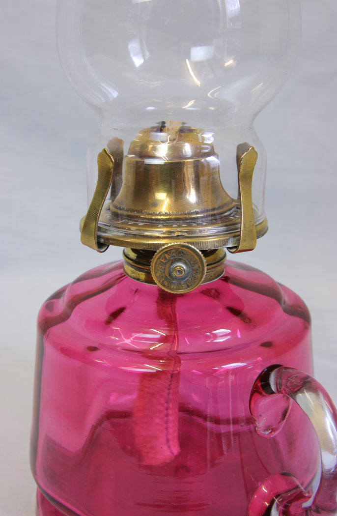 11761r6 Antique Cranberry Glass Bedside Finger Lamp,