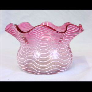Antique Cranberry Glass Bowl Line Decoration.
