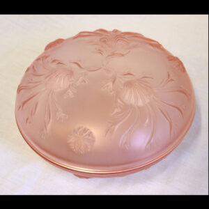 Vintage Satin Pink Glass Powder Bowl.