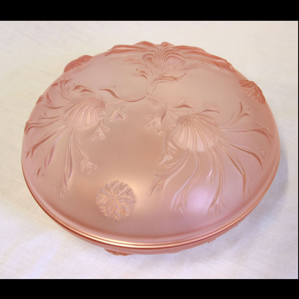 11769r01-Vintage-Satin-Pink-Glass-Powder-Bowl,- Vintage Satin Pink Glass Powder Bowl.