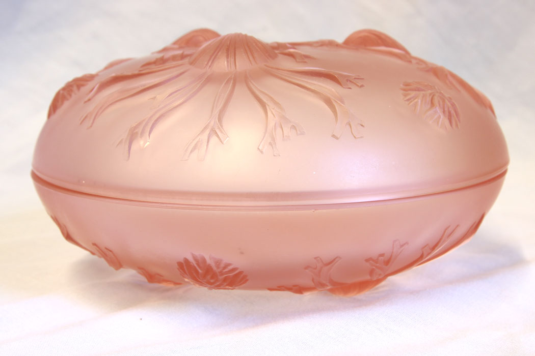 11769r15 Vintage Satin Pink Glass Powder Bowl,