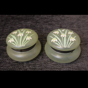 Pair Antique Decorated Glass Powder Bowls.