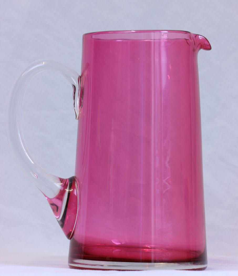 11772r1 Antique Large Cranberry Glass Jug Pitcher,