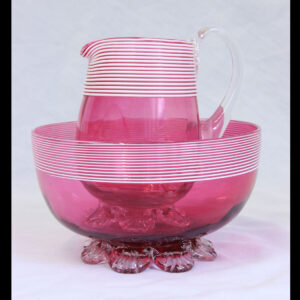 Antique Cranberry Glass Jug & Bowl Set