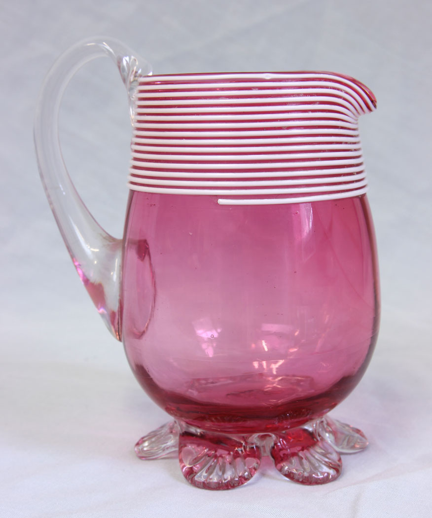 11773r5 Antique Cranberry Glass Jug & Bowl Set,
