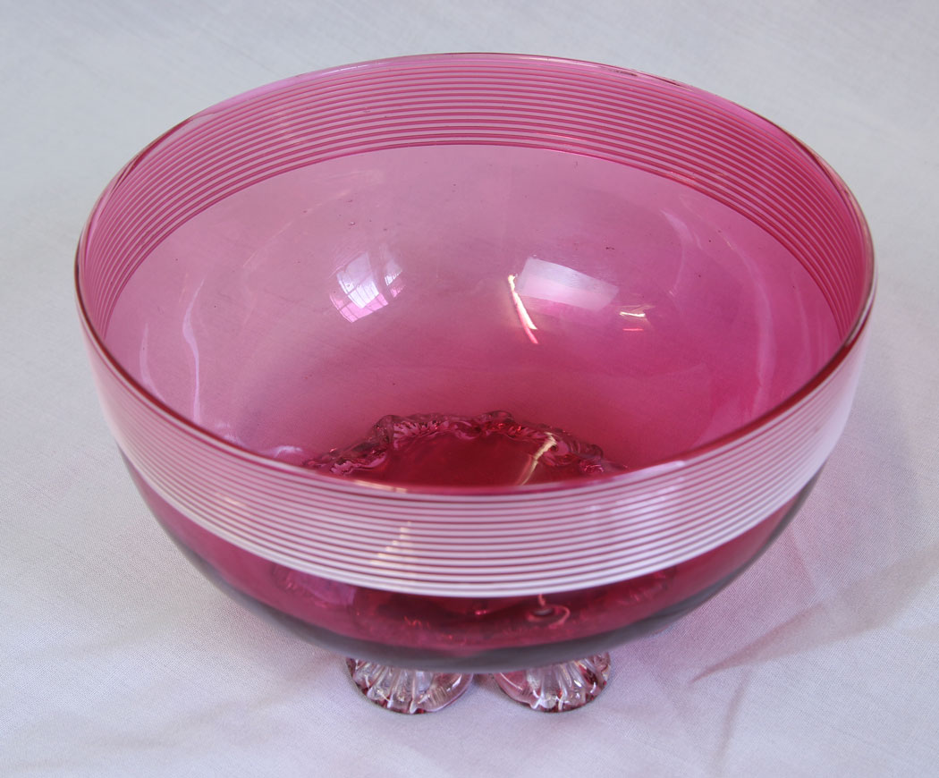 11773r7 Antique Cranberry Glass Jug & Bowl Set,
