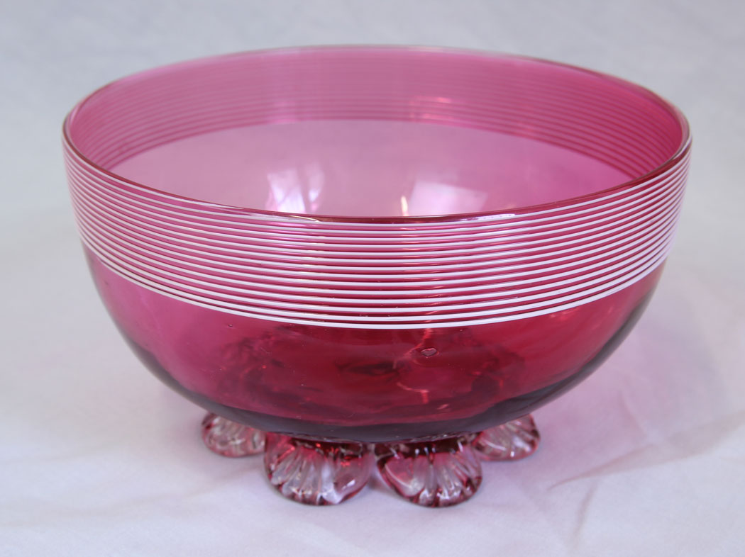 11773r8 Antique Cranberry Glass Jug & Bowl Set,