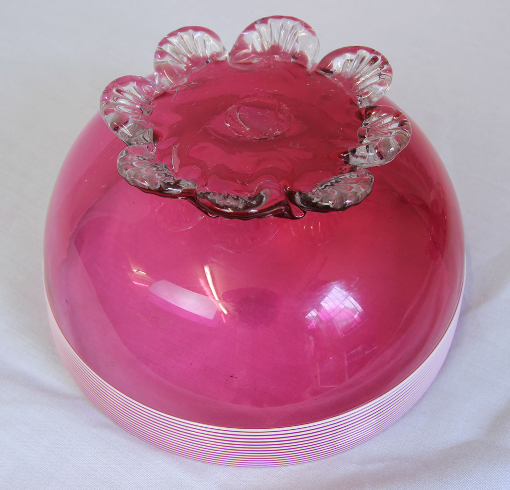 11773r9 Antique Cranberry Glass Jug & Bowl Set,