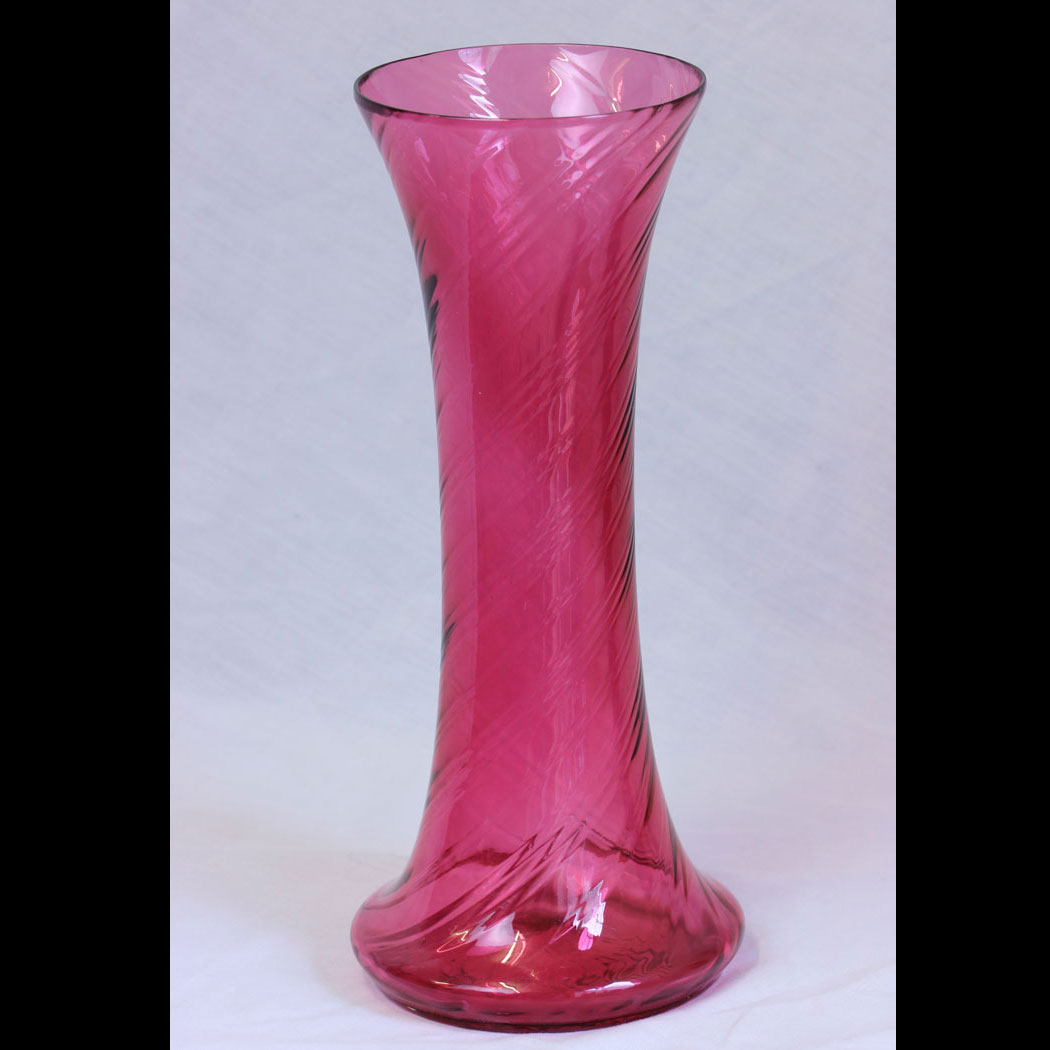 11775r01-Antique-Tall-Cranberry-Glass-Vase,- Antique Tall Cranberry Glass Vase.