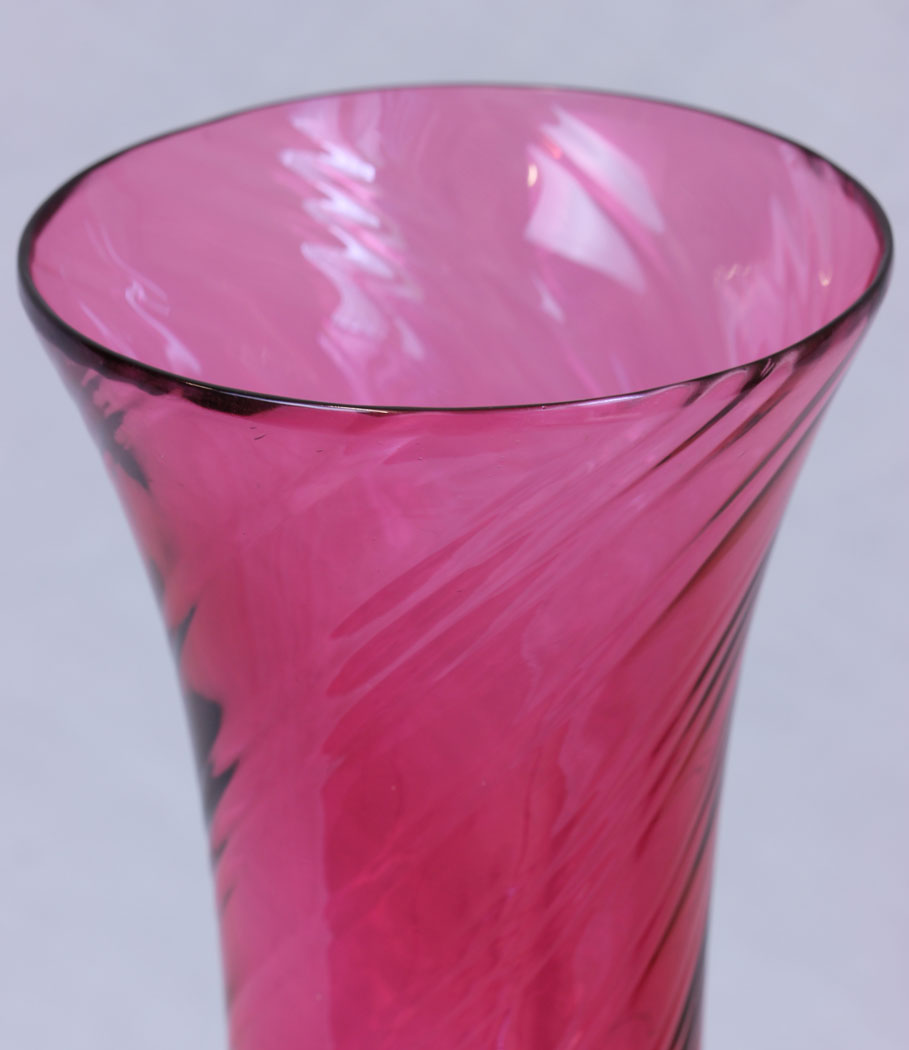 11775r03 Antique Tall Cranberry Glass Vase,