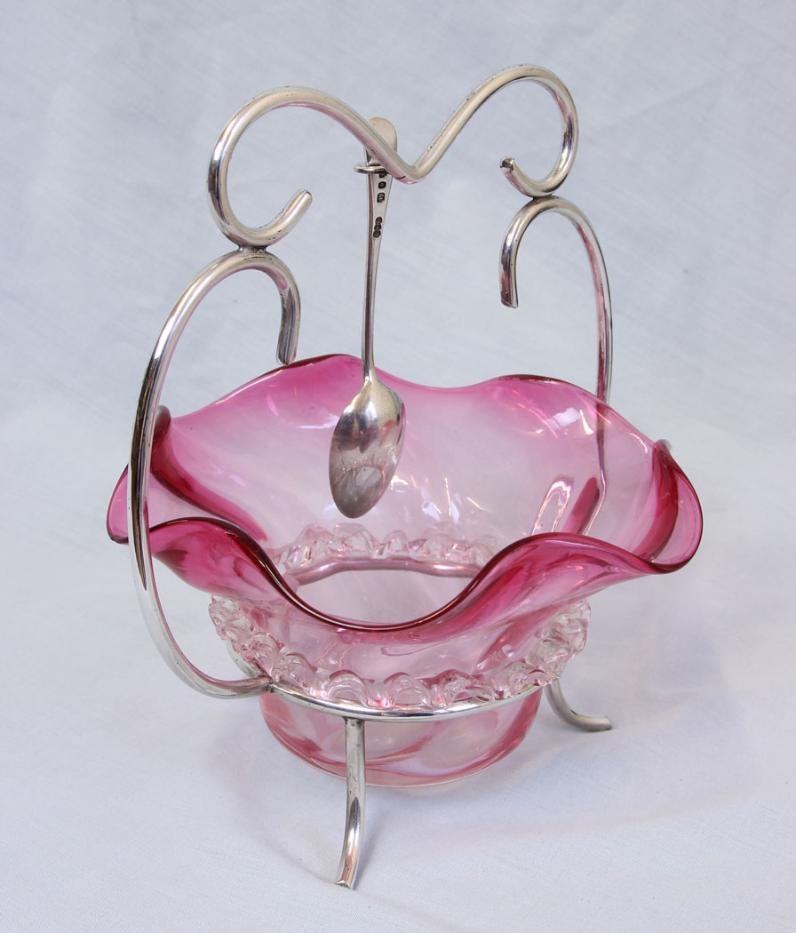 11783r2 Antique Cranberry Glass Preserve Dish,