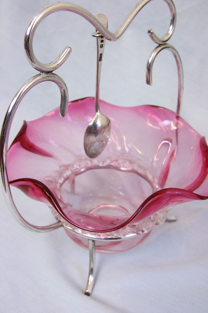 11783r3 Antique Cranberry Glass Preserve Dish,
