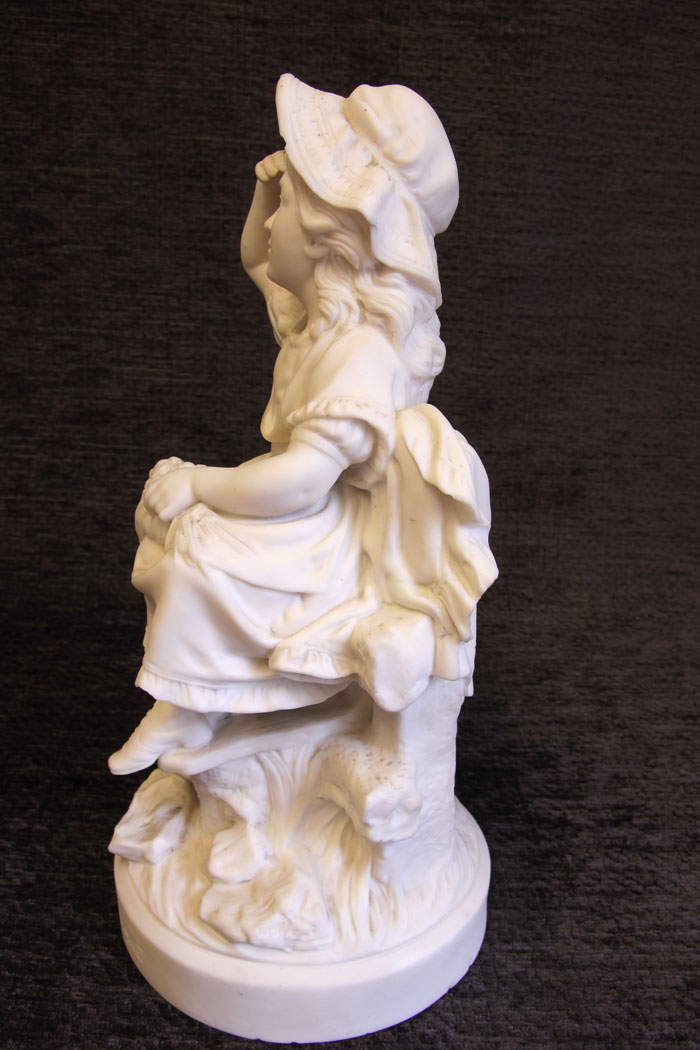 11793r07 Pair Antique Parian Bisque Figures Fast Sleep Wide Awake,