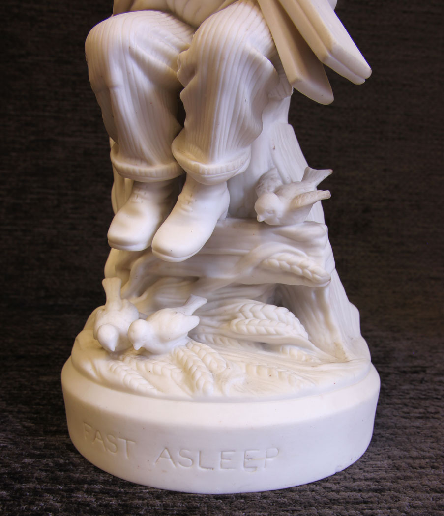 11793r11 Pair Antique Parian Bisque Figures Fast Sleep Wide Awake,