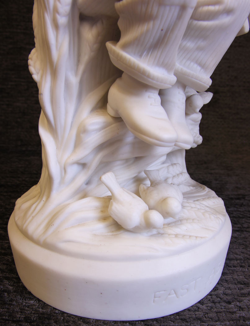 11793r13 Pair Antique Parian Bisque Figures Fast Sleep Wide Awake,