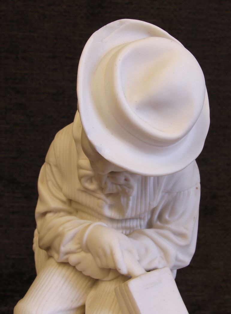11793r15 Pair Antique Parian Bisque Figures Fast Sleep Wide Awake,