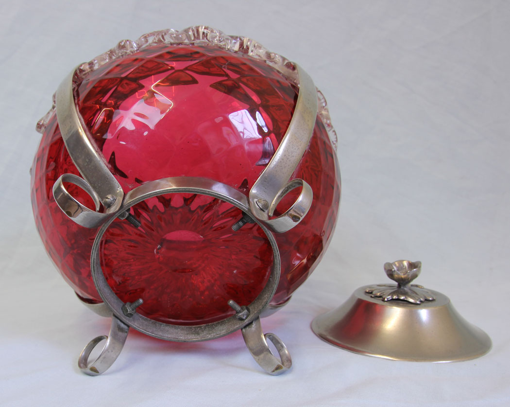 11795r10 Fine Antique Victorian Cranberry Glass Large Biscuit Barrel,
