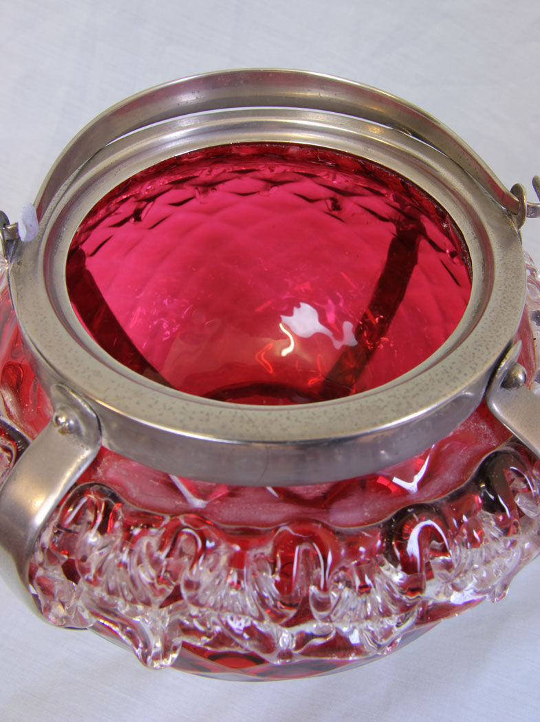 11795r6 Fine Antique Victorian Cranberry Glass Large Biscuit Barrel,