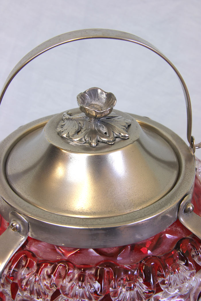 11795r7 Fine Antique Victorian Cranberry Glass Large Biscuit Barrel,