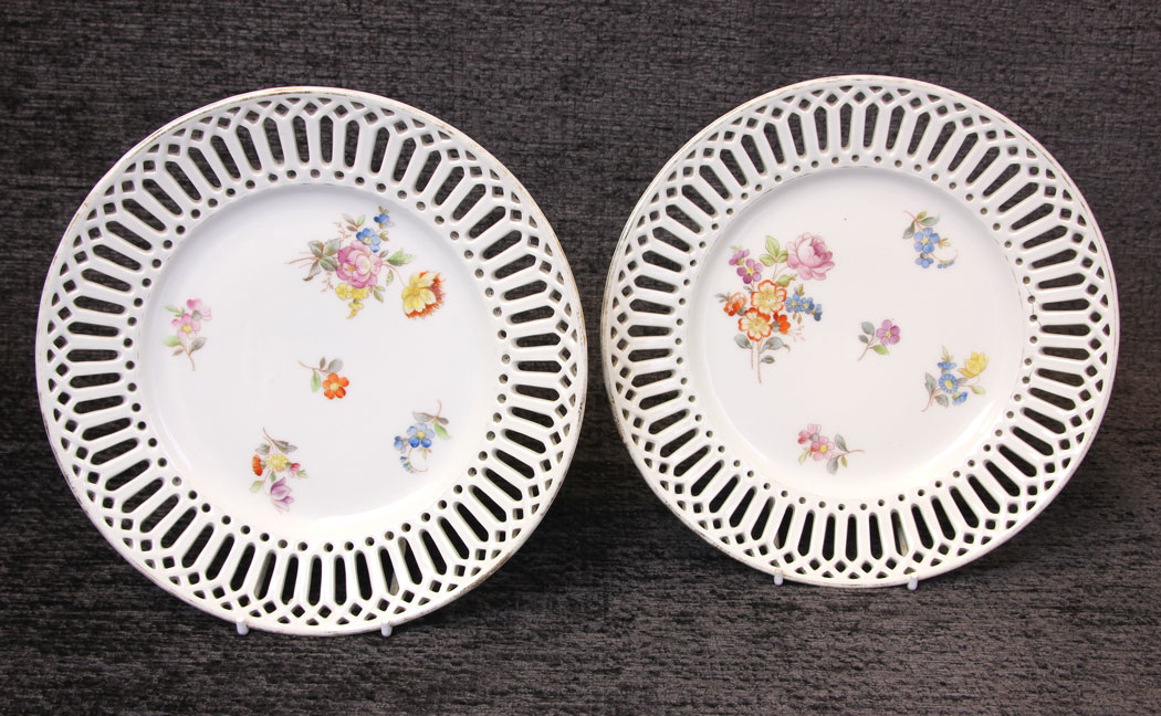11801r03 Antique Dessert Set Ribbon Cabinet Plates Dishes,