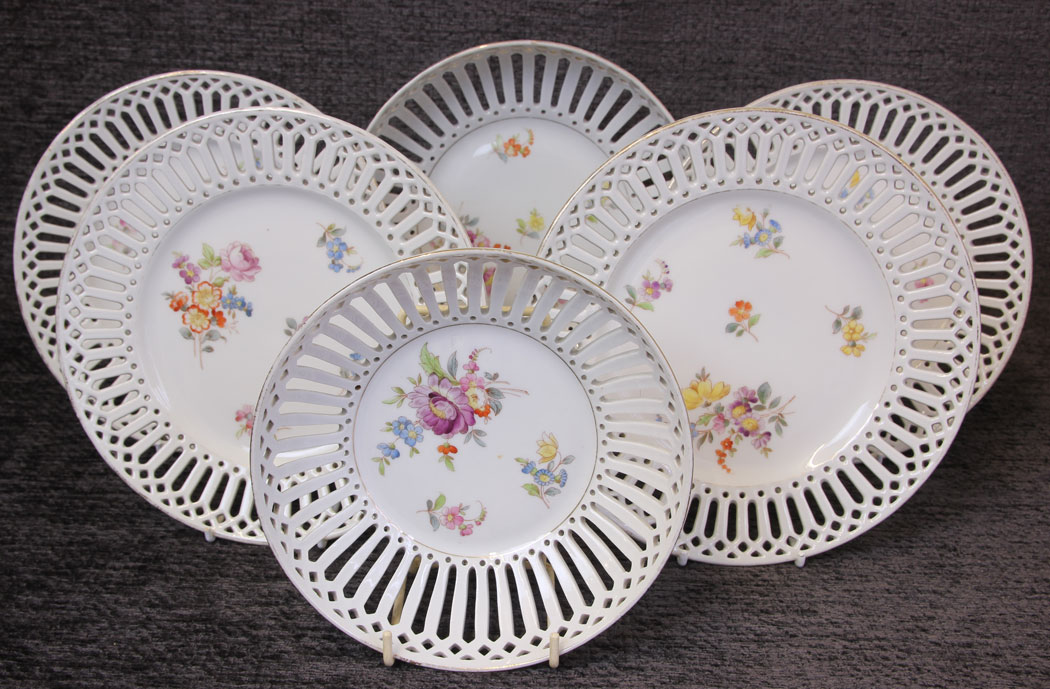 11801r1 Antique Dessert Set Ribbon Cabinet Plates Dishes,