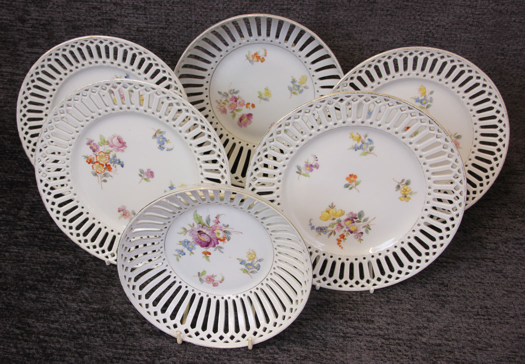 11801r2 Antique Dessert Set Ribbon Cabinet Plates Dishes,