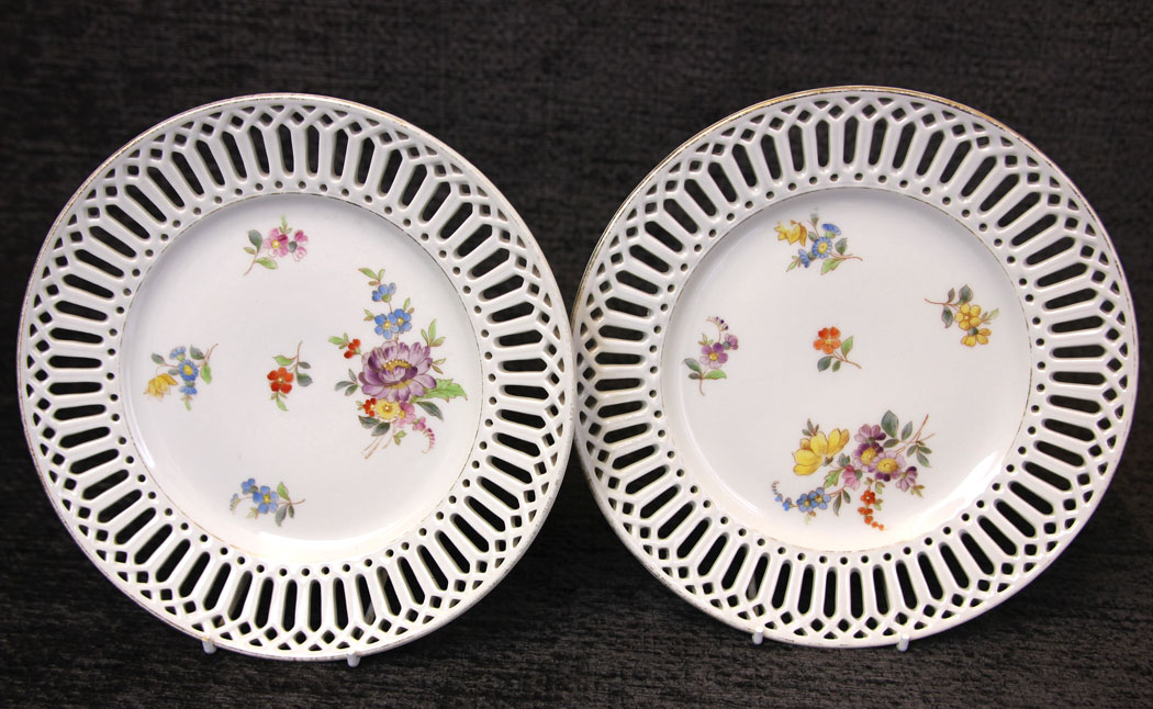 11801r3 Antique Dessert Set Ribbon Cabinet Plates Dishes,