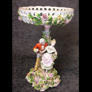Large German Porcelain Meissen Style Plaue Comport Centrepiece