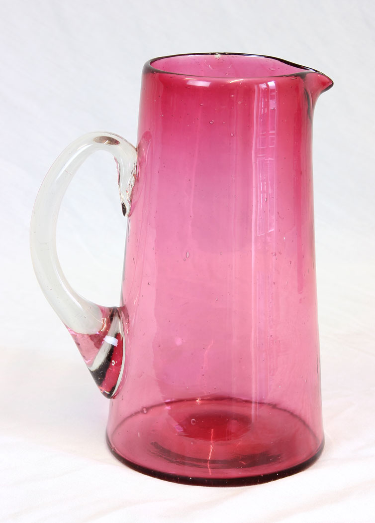 11808r1 Antique Large Cranberry Glass Water Jug,