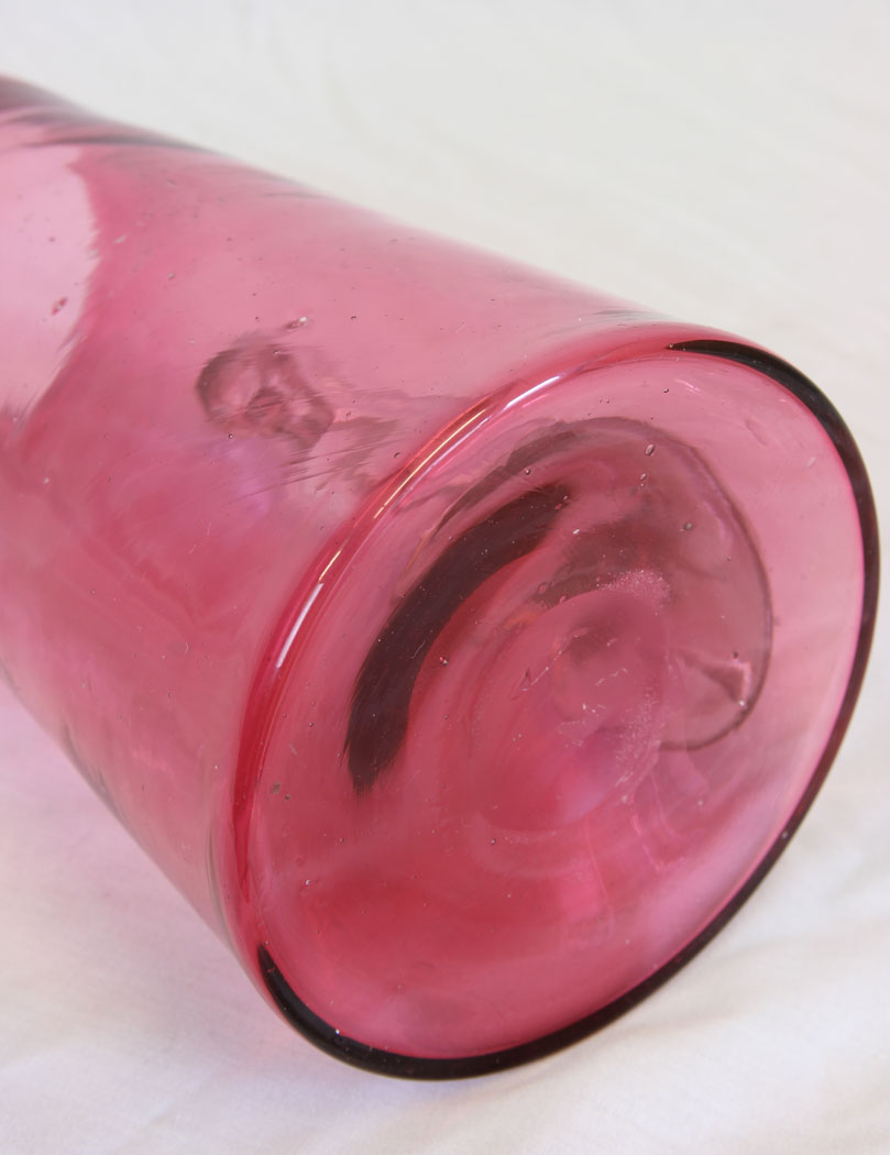 11808r10 Antique Large Cranberry Glass Water Jug,