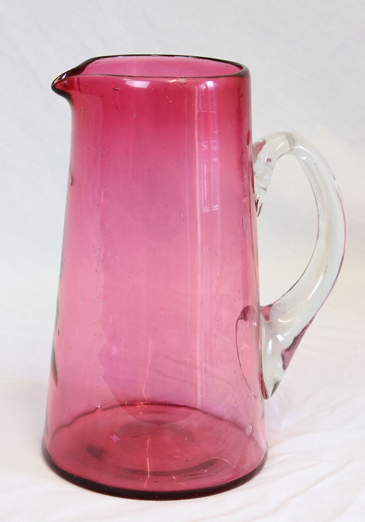 11808r2 Antique Large Cranberry Glass Water Jug,