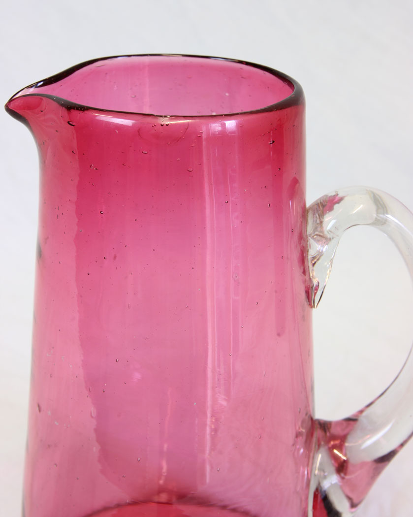 11808r3 Antique Large Cranberry Glass Water Jug,