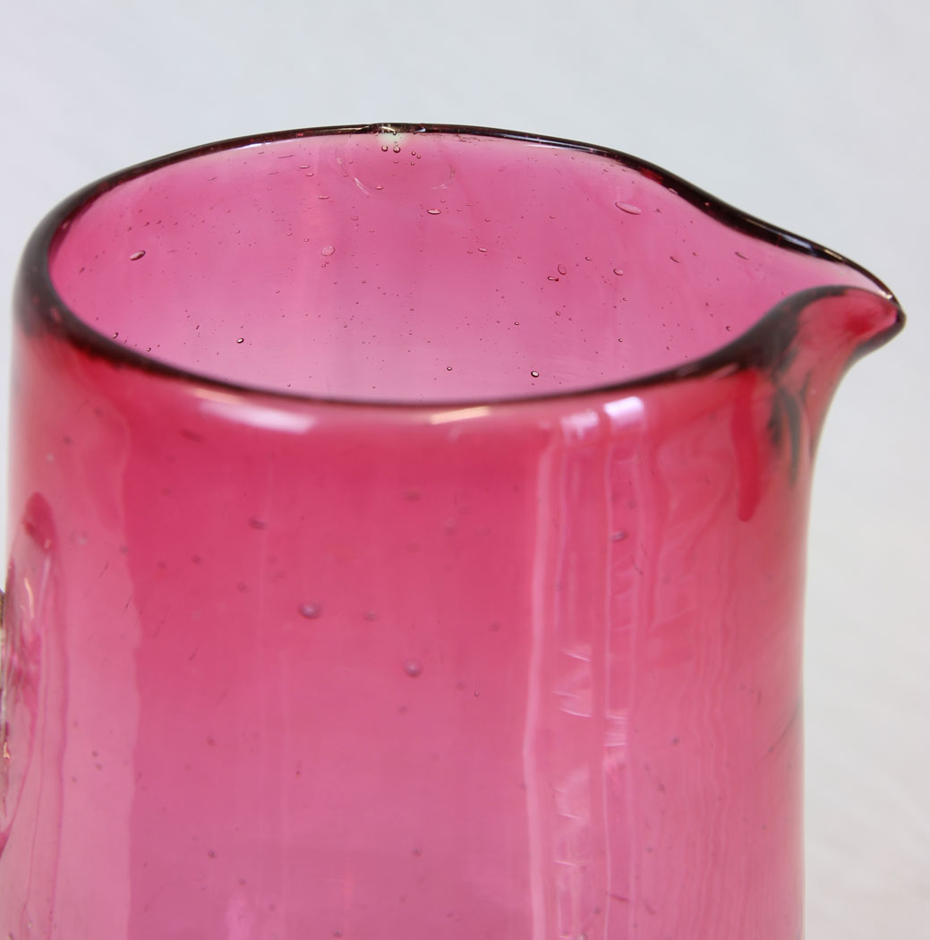 11808r5 Antique Large Cranberry Glass Water Jug,