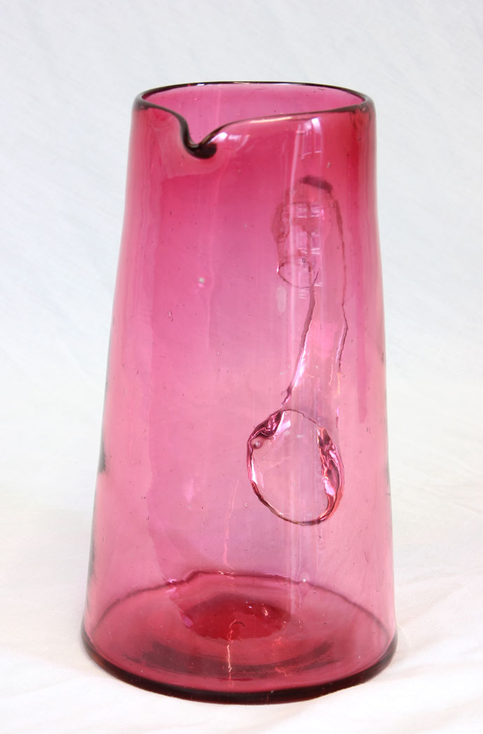 11808r6 Antique Large Cranberry Glass Water Jug,