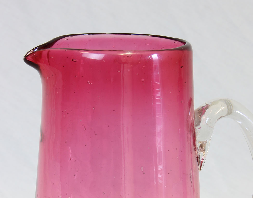 11808r7 Antique Large Cranberry Glass Water Jug,