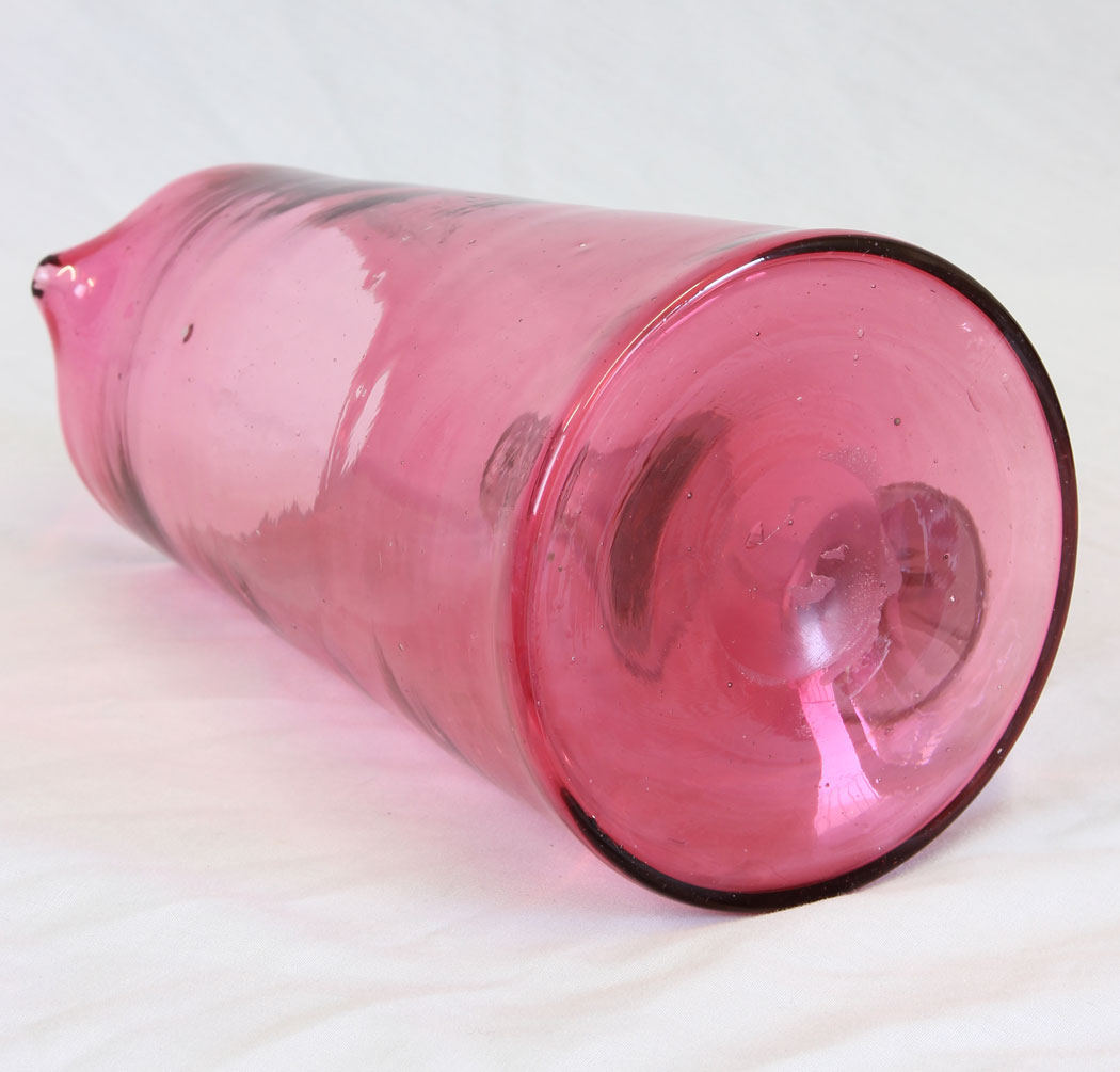 11808r9 Antique Large Cranberry Glass Water Jug,