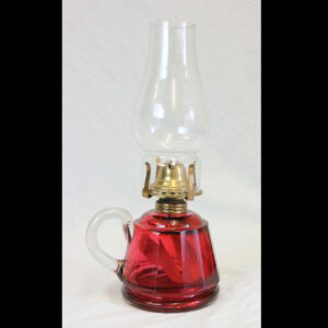 Antique Victorian Cranberry Glass Finger Bedside Oil Lamp