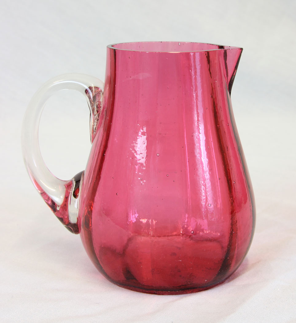 11812r1 Antique Victorian Cranberry Glass Jug,