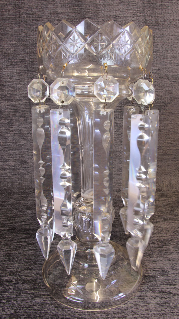 11824r1 Antique Victorian Cut Glass Lustre,