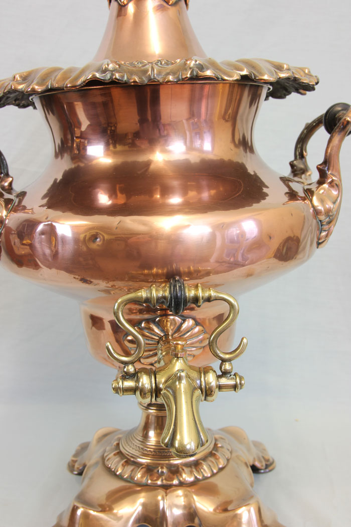 11828r04 Antique Victorian Copper Samovar Tea Urn,