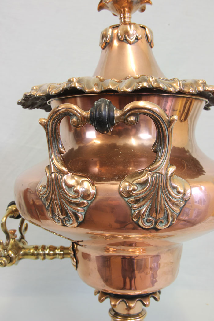 11828r7 Antique Victorian Copper Samovar Tea Urn,